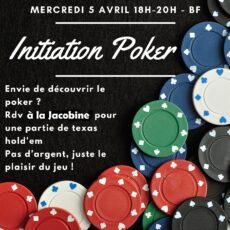 mer 05/04 Soirée initiation au Poker à la Jacobine